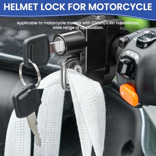 Image of STHIRA Helmet Lock for Bike Handle Bar Aluminum Alloy Bike Helmet Locker with 2 Keys Easy Install Helmet Locker for Two Wheeler Rustproof Anti-Theft Safety Lock for Bikes, E-Bikes, and Scooters