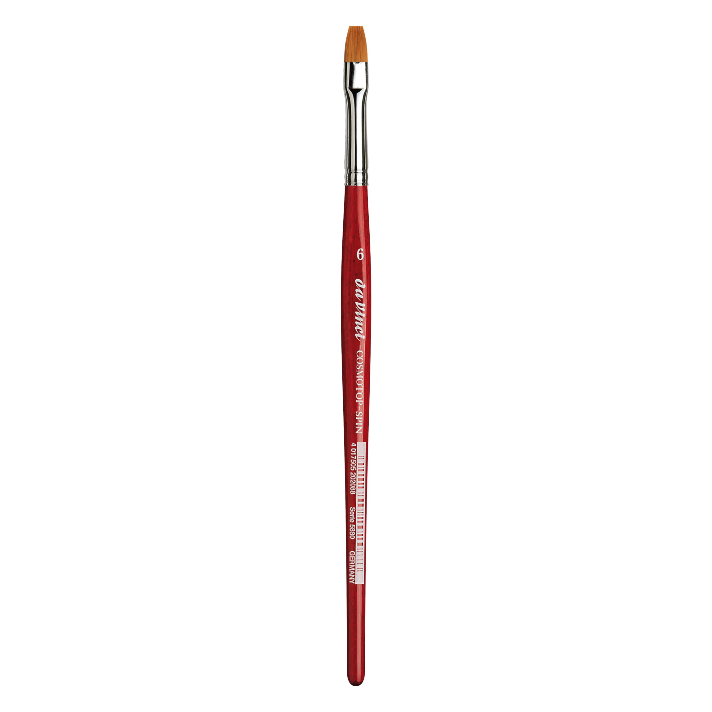 da Vinci Brushes Watercolor Series 5880 Cosmotop Spin Paint Brush, Flat Synthetic with Red Handle, Size 6 (5880-06)