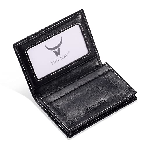 Image of HISCOW Business Card Holder with Large Compartment - Full Grain Leather