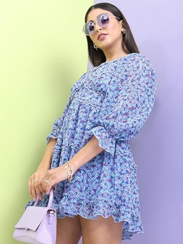 Image of Tokyo Talkies Women's Three-Quarter Sleeves Sweet Heart Neck Printed Dresses | Stylish Dresses | Casual Dresses