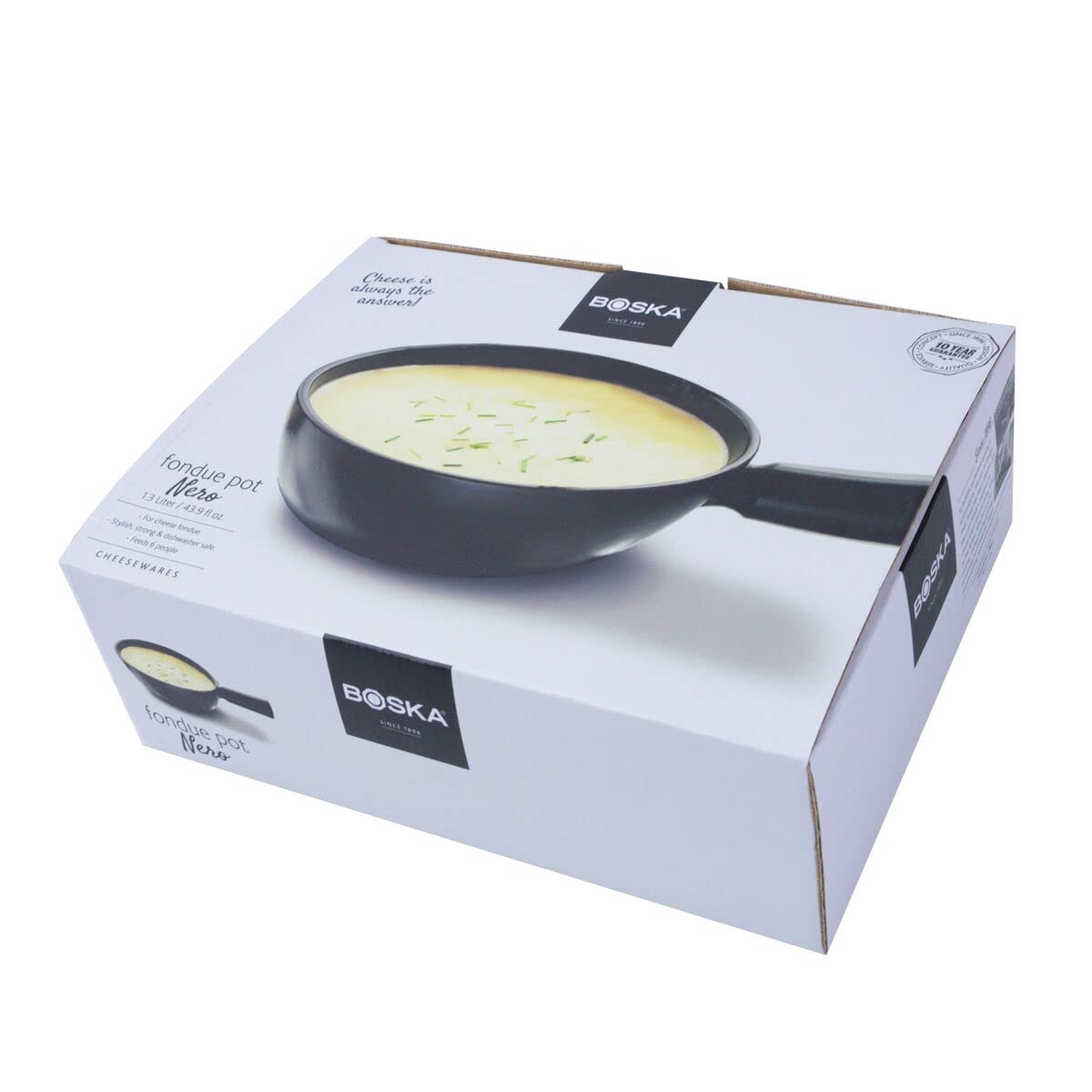 Boska caquelon fondue Nero - Contient 875 grammes de fondue au fromage - Lavable au lave-vaisselle - Céramique - Repas pour 4 personnes
