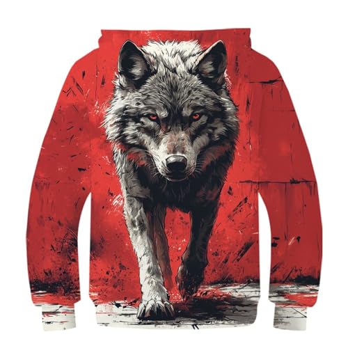 Pull loup imprimé 3D garçon vêtement de sport idéal collège et parc - 2