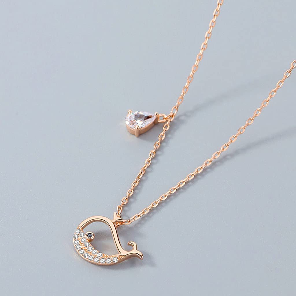 Collane Collana a Sospensione clavicola Lunghezza Totale 16.93in, collane per Donna, Piccola Forma di Balena, collane in Argento Sterling Collana da Donna