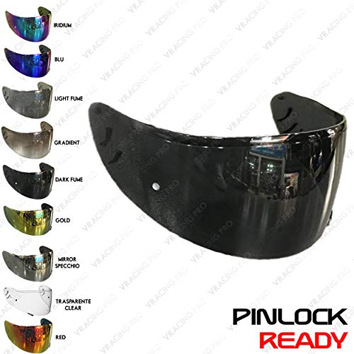 VRacing Visera Shoei Xr1100 Casco Qwest X-Spirit 2 Xr 1100 Pantalla Aftermarket Pinlock Ready Cw-1 Transparente Negro Azul Oro Espejo (Fume' Oscuro)