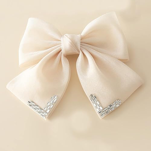 Miniatura 10 de Clip de lazo de organza francesa para el cabello, pasadores de lazo de cristal de moda, accesorios para el cabello para mujeres y niñas, boda,