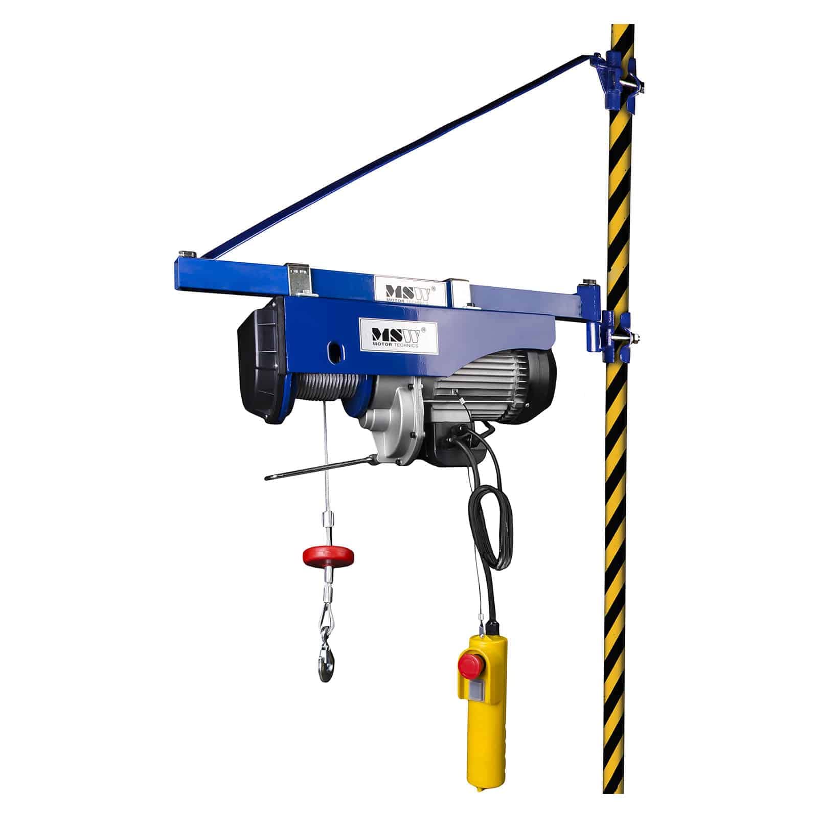 MSW Paranco Argano Verricello Elettrico PROLIFTOR 1000 (1000 kg, 1.600 W, Cavo di acciaio 12 m, Resistenza del cavo 2.500 kg)