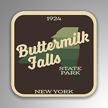 JMM Industries Buttermilk Falls State Park New York Vinyl Decal Sticker Retro Vintage Look 2-Pack 4-inches by 4-inches Premium Quality UV Protective Laminate SPS404