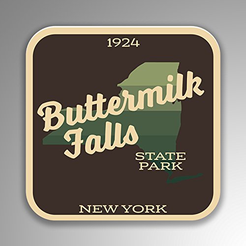 JMM Industries Buttermilk Falls State Park New York Vinyl Decal Sticker Retro Vintage Look 2-Pack 4-inches by 4-inches Premium Quality UV Protective Laminate SPS404