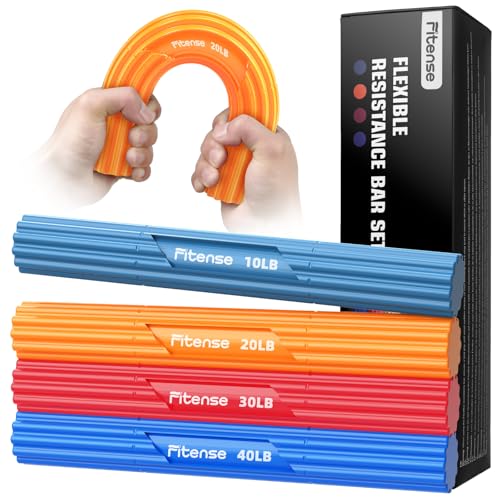 Fitense Flex Therapie Bar Kit, 10/20/30/40LBS Widerstand Bar, Tennisarm Therapie Bar, Twist Hand Exerciser Bars für Relief Tennisarm, Golfer Ellenbogen, & Tendinitis, Verbesserung der Griffstärke