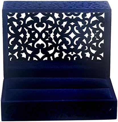 MOVKZACV Wedding Ring Box Hollow Square Velvet Couple Double Rings Box Ring Holder Case for Engagement, Wedding, Ceremony, Ring Display and Storage
