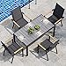 JUMMICO Gartenmöbel Set Terrassen Set Aluminium Gestell mit Holzoptik PS Tischplatte Komfortabler Hochlehner Einfach Montiert,4 Personen Set