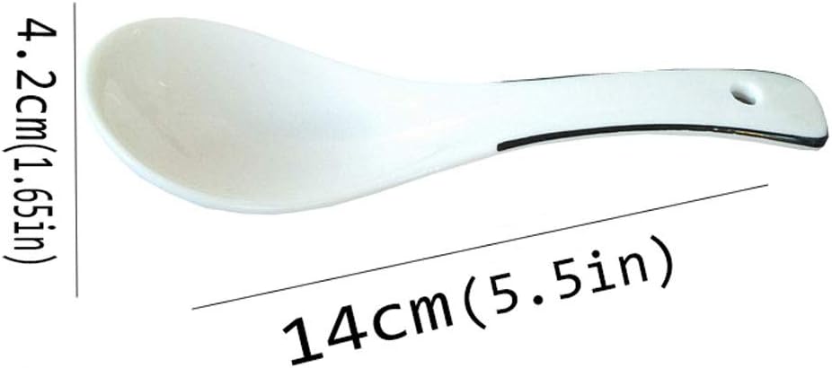 Tablespoons Jingdezhen Cute Household Small Spoon Ceramic Spoon Creative Porcelain Spoon 10 Piece Set Length 5.5 * 1.65 inches Serving Spoon