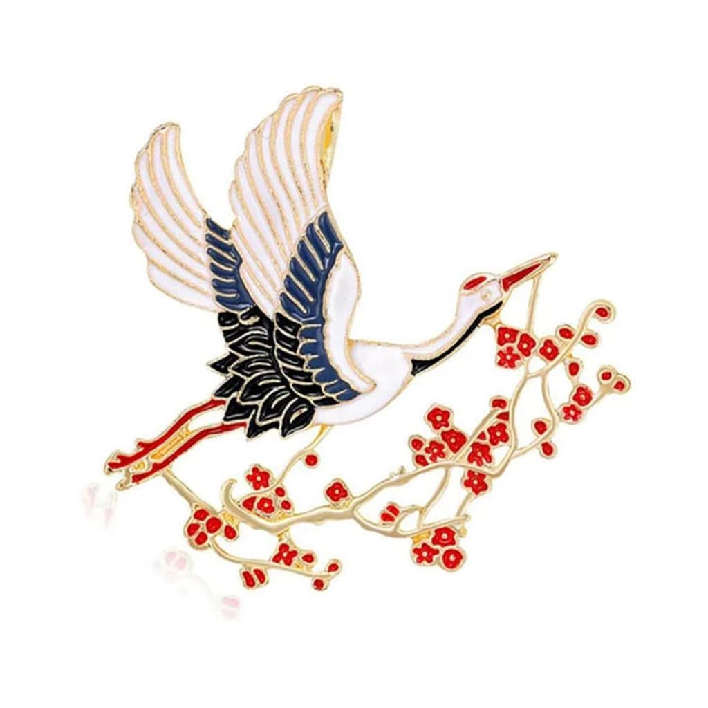 GMBYLBY Elegant Cranes And Plums Blossom Brooch Adornment For Women Featuring Sturdy Alloy Various Occasions