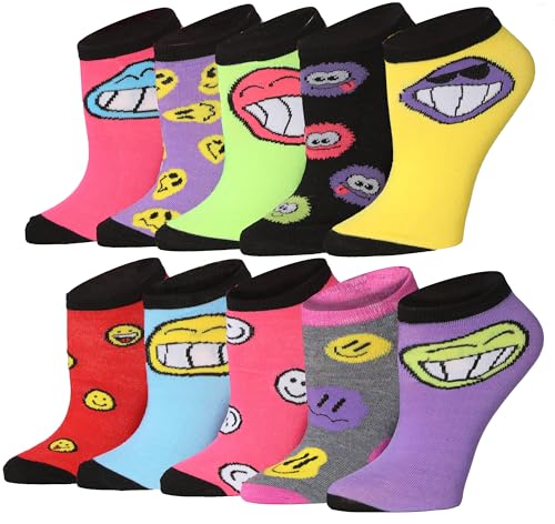 Image of Tipi Toe Women's 10 Pairs Lightweight Colorful Socks - Fun Low Cut Patterns for All-Day Comfort and Easy Everyday Style