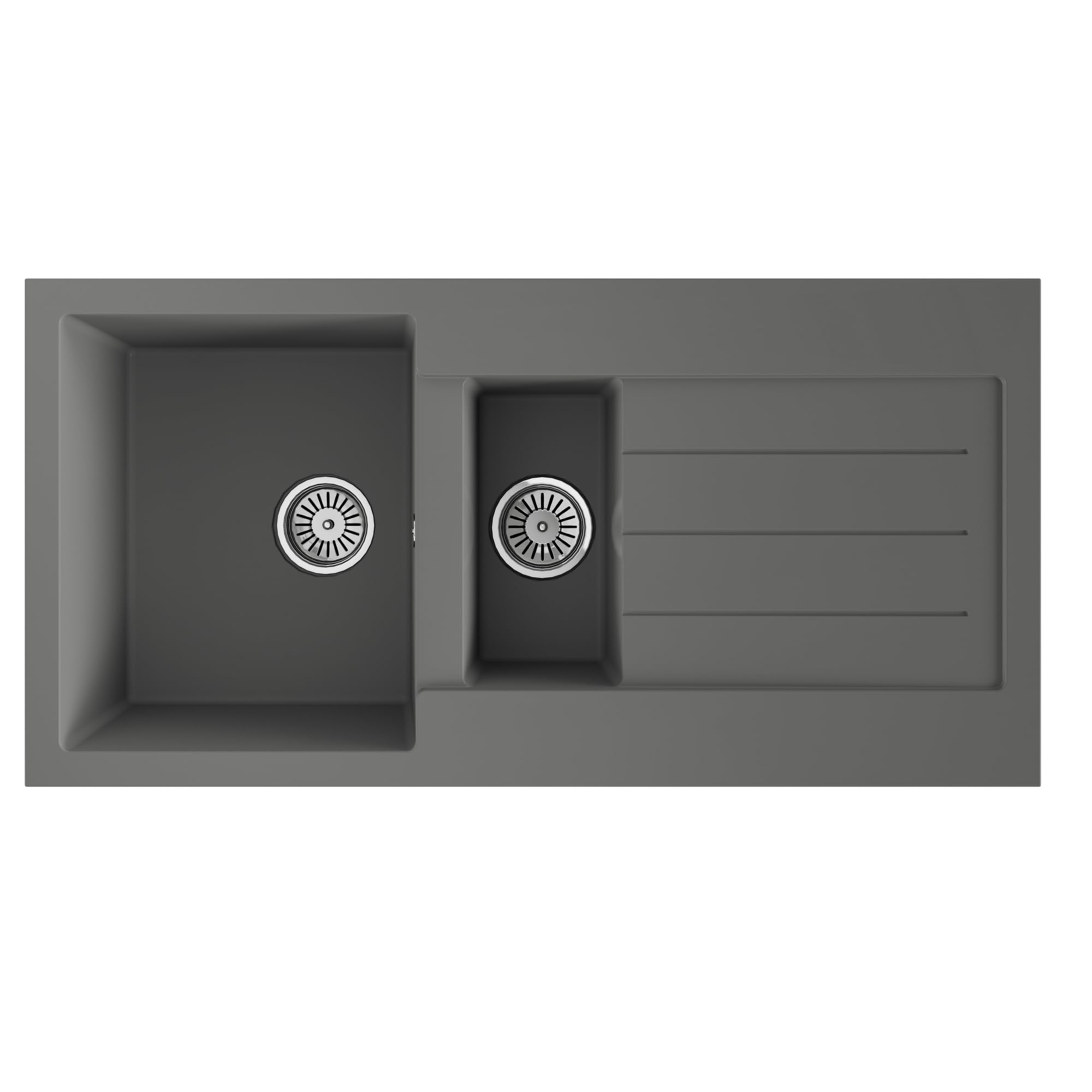 Liquida Grey Ell15gr 1.5 Bowl Comite Reversible Inset Kitchen Sink With Wastes