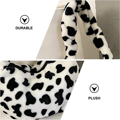 Amosfun Bolsa de Pelúcia Nas Axilas Bolsa Com Estampa de Vacas Nas Axilas Bolsa de Falsa Bolsa de Om