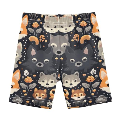 Girls Cotton Bike Shorts Cute Fox Print Toddler Summer Outfit Athletic Spandex Undershorts, 4T