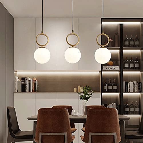 Lámpara de techo dorada para comedor moderna con tulipa de cristal 6