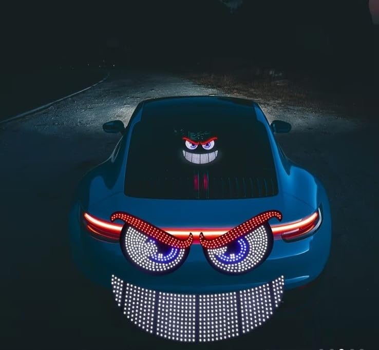 Image of AutoBizarre Devil Eyes LED Lights for Car Windshield Led Panel with USB for Car Rear Window Universal for All Cars, Vans, Trucks, etc (Red Blue White)