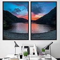 2 Piece Framed Canvas Wall Art Sunset in The Lake Canvas Prints Home Artwork Decoration for Living Room,Bedroom - 16