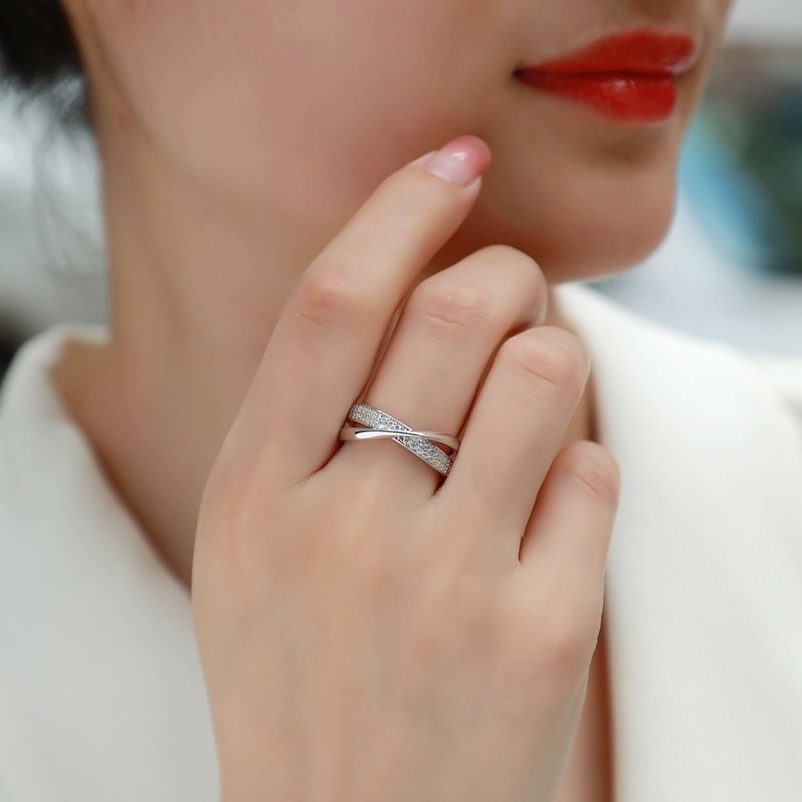 Pierścionek damski Moissanite, pierścionek zaręczynowy, białe złoto, elegancki pierścionek ślubny z prawdziwego złota