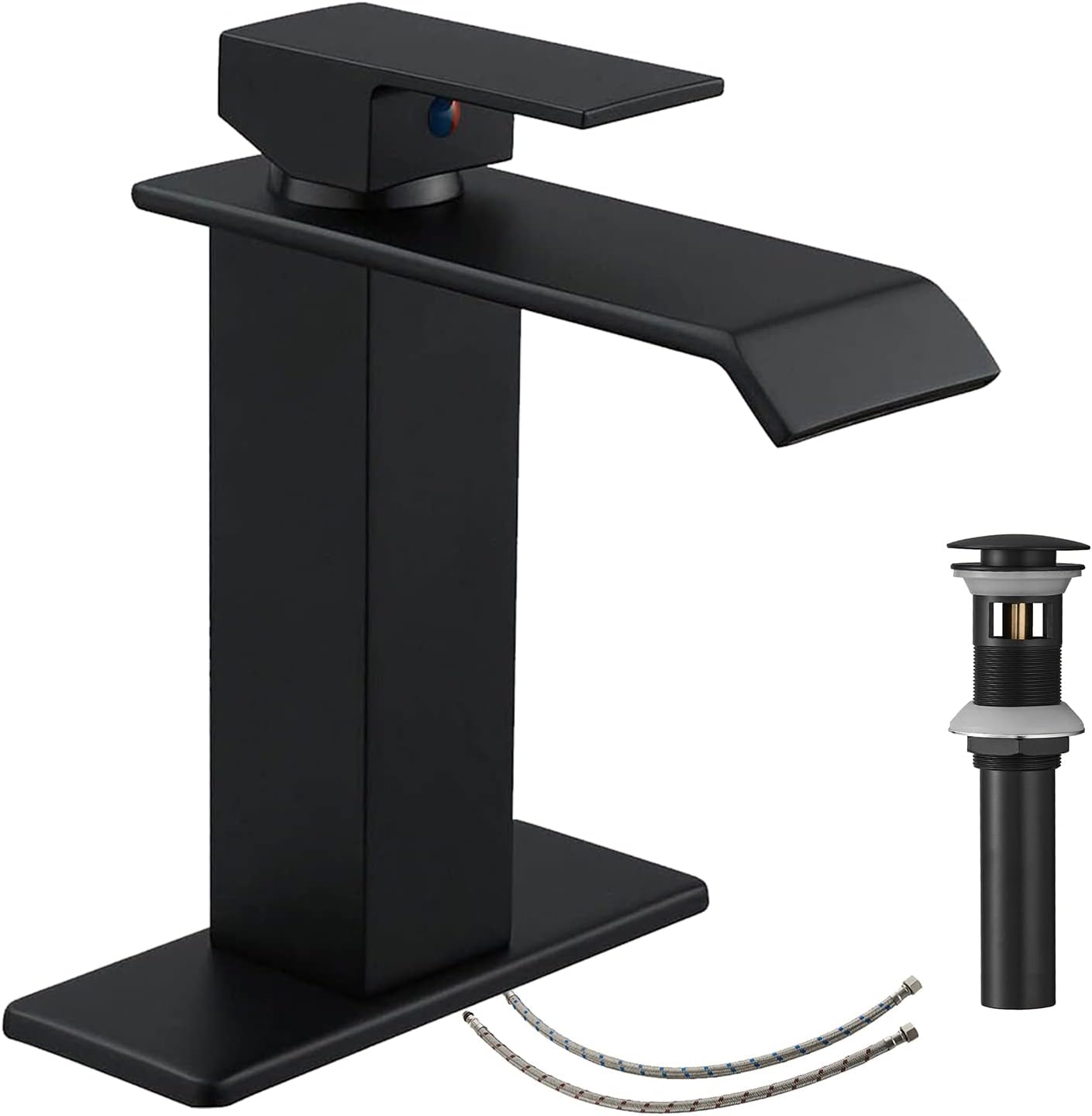 Homevacious Matte Black Bathroom Faucet Waterfall Modern