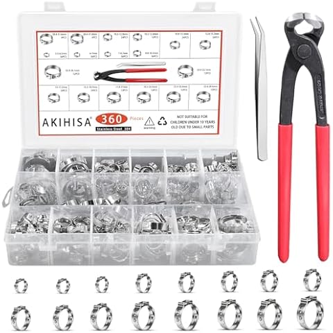 AKIHISA 360pcs Stainless Steel Hose Clamps Cover