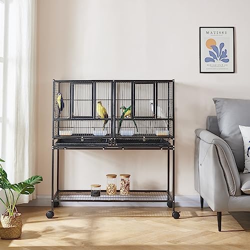 View of Panana Large Bird Cages Parrot Cage Wide Flight Metal Animal Cage for ...