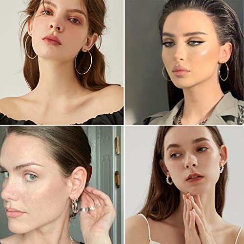 30 Pairs Gold Earrings Set For Women Girls, Fashion Pearl Chain Link Stud Drop Dangle Earrings Multipack Statement Earring Packs, Hypoallergenic Earrings For Birthday Party Christmas Jewelry Gift (3-Silver-30 Pairs) #TOP2