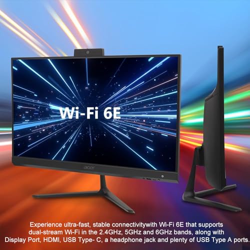 Image of acer Aspire 27 inch All-in-One Desktop Computer • 8-core AMD Ryzen 7 5825U • 32GB RAM • 1TB SSD • Office 365 for The Web • HDMI + DisplayPort, Wi-Fi 6E • Wireless Keyboard & Mouse • Windows 11