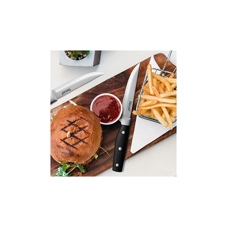 hecef-Kitchen-Knife-Block-Set-14-Pieces-Knife-Set-with-Wooden-Block-Sharpener-Steel-All-purpose-Scissors-High-Carbon-Stainless-Steel-Cutlery-Set-Black hecef Kitchen Knife Block Set, 14 Pieces Knife Set with Wooden Block & Sharpener Steel & All-purpose Scissors, High Carbon Stainless Steel Cutlery Set (Black)