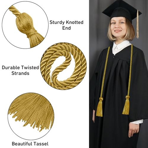 Image of Graduation Honor Cords Antigue Gold Yarn Cords with Tassels for Graduation Students