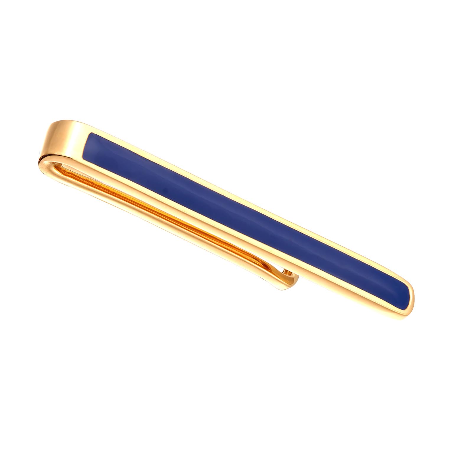 Kuzzoi Épingle à cravate avec émail bleu (4,5 mm) pour cravates normales en argent sterling 925 plaqué or accessoire pour homme