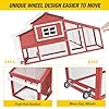 Aivituvin Chicken Coop Mobile Hen Coop, Large Chicken House with Wheels Outdoor Poultry Cage Backyard (Red)