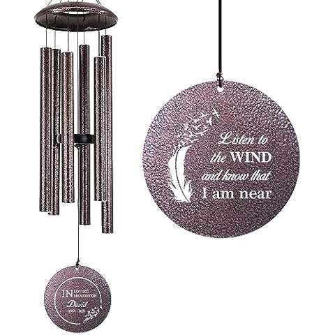 ASTARIN 36" Large Deep Tone Personalized Sympathy Wind Chimes, Memorial Wind Chime for Loss of Mother Father Loved One, Angel's Feather Bereavement Gifts Decor Outdoor Patio Garden Graveyard Cover
