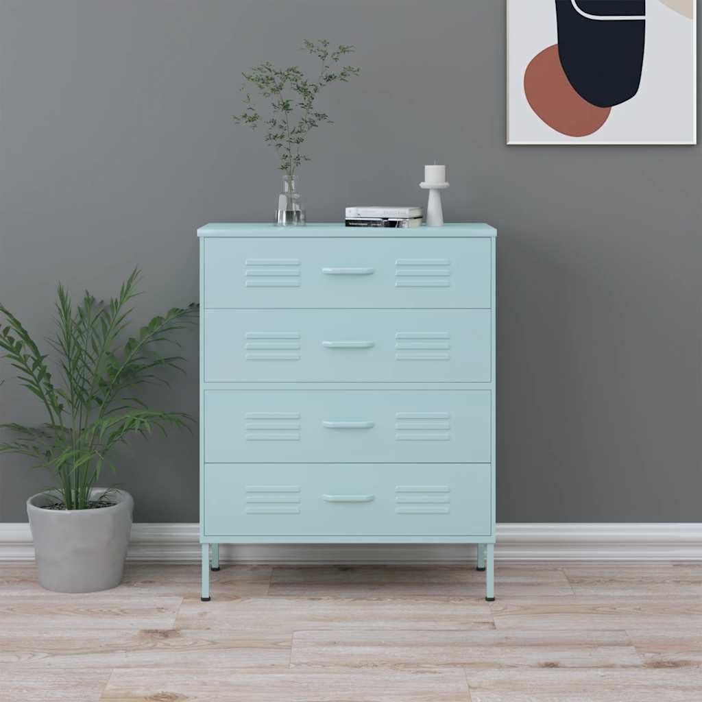 vidaXL Cassettiera Menta 80x35x101,5 cm in Acciaio