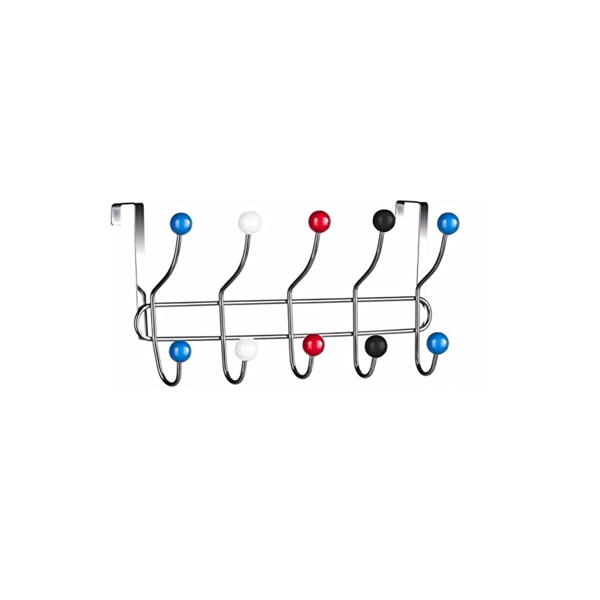 Pnjb 1 Pcs 10 Hook Multi Colour Over The Door Clothes Coat Hanger Rack, Chrome Hangers, Storage Hooks Hanger For Coat, Towel, Bag, Purse, Robe (Multi-Color) (1 Pcs)