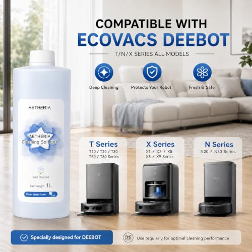 Image of Multi-Surface Floor Cleaning Solution for ECOVACS DEEBOT X11 /X9 /X8 /X5 /X2 /X1 /T80 /T50 /T30 /T20 /T10 /N30 /N20 /Series and all other Robot Vacuum Cleaners,Deep Cleans for Multiple Hard Floors, (33.8 Fl oz)