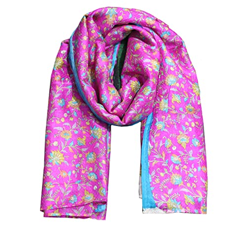 Set of 10 Vintage Silk Sari Scarves for Women – Indian Wrap Shawls, Floral Boho Stoles in Assorted Colors – Lightweight Long Silk Scarves, 70 x 40 Inches3