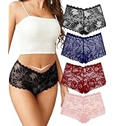 Avidlove Sexy Women's Underwear Floral Lace Boyshort Panties High Waist Cheeky Panty Pack of 4