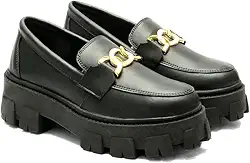 Mocassim Feminino Tratorado GuGi Com Metal Oxford Plataforma Blogueira Leve 403-GG