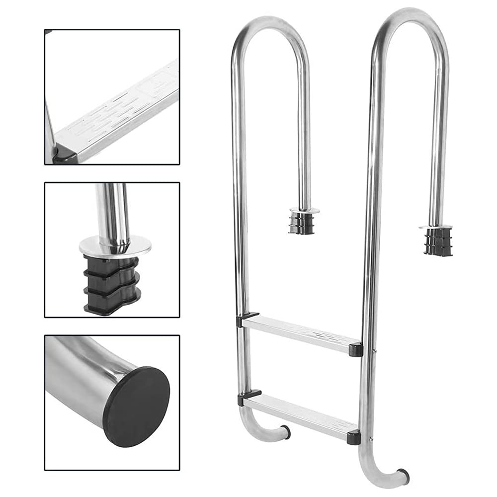 Escalera mecánica para Piscina, pasamanos de Escalera de Piscina Antideslizante de Acero Inoxidable de 2 Pasos, Escalera de Seguridad para Piscina subterránea