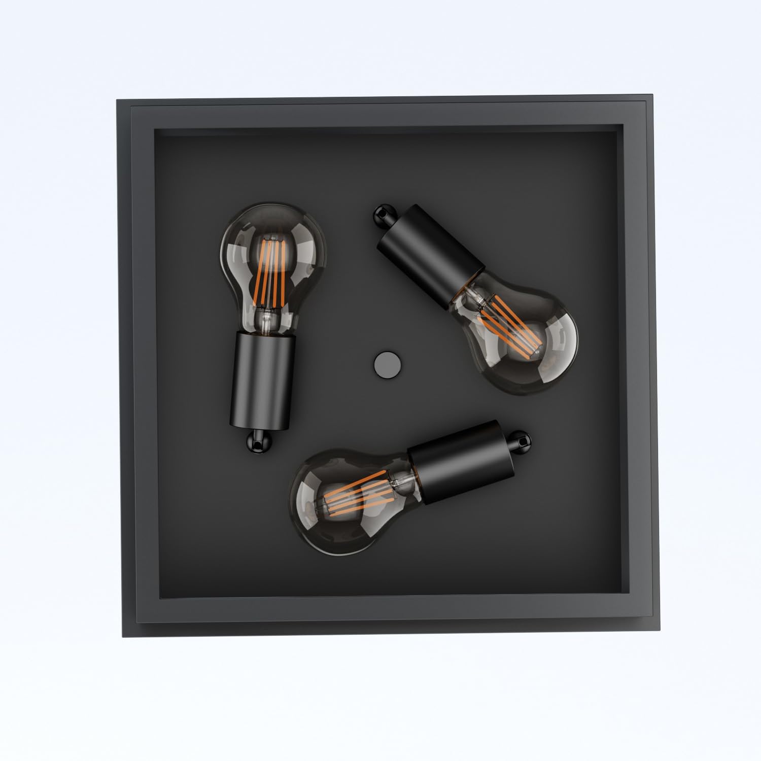 LVWIT Luminaires Intérieur Plafonnier Noir, Plafonnier LED Cuisine, 30CM Éclairage de Plafond 3 Luminaires Carré, E27 Lampes de plafond Pour Chambre, Couloir, Restaurant (Ampoule non incluse)
