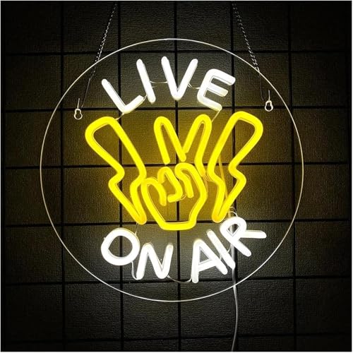 Enseigne au néon Live on Air pour décoration lumineuse studio et commerce