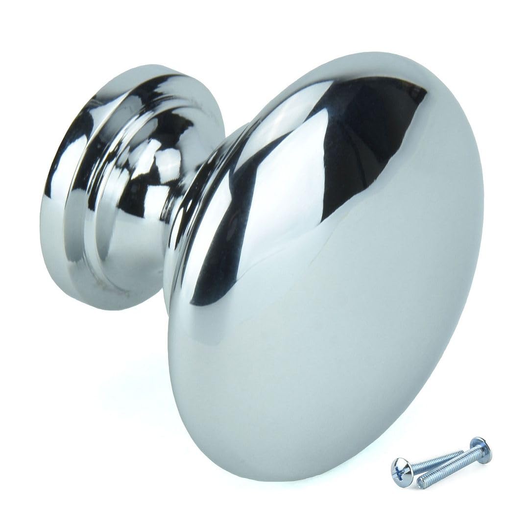 M4TEC Polished Chrome Kitchen Door knobs – Bedroom Furniture Pull Handles, Kitchen Cupboards, & Wardrobe – Interior Cabinet Door & Cupboard Door Handles - V4 Series 31mm