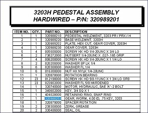 Auto Crane Gear, Worm, 6.667Pd, 4.00 Id.75 Key, 3203, #TOP2