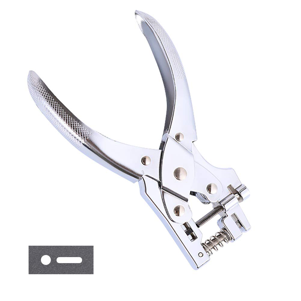 Kucaa Round & Slot 2 in 1 Hole Punch Handheld Pliers for Paper PVC Card ID Card Badge(5mm Round & Slot)