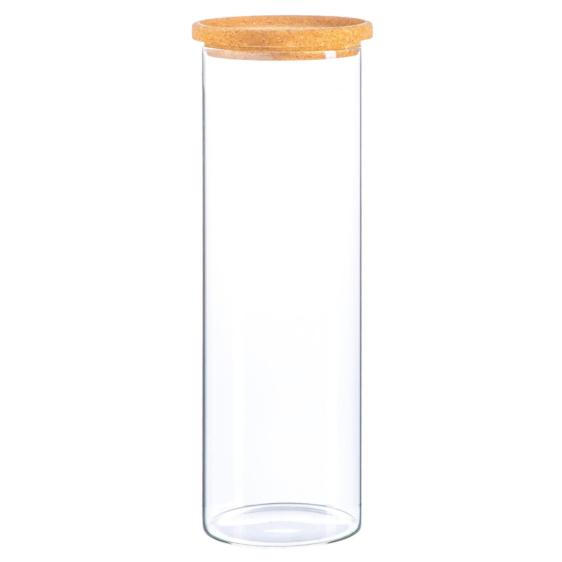 Argon Tableware Brown Scandi Storage Jar With Cork Lid - 1 Pack - Modern Round Organisation Container Glass Jar For Kitchens, Pantry, Bathrooms, Utility Rooms 2000Ml