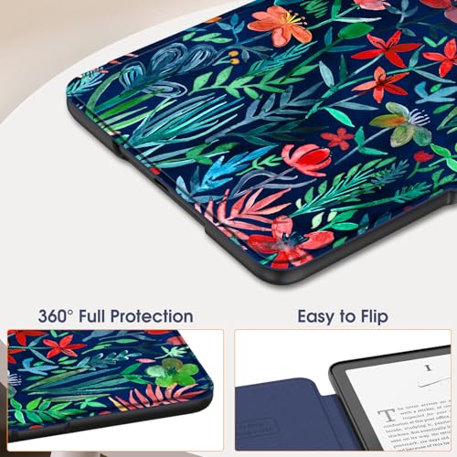 Image of Fintie Case for 7 inch All-New Kindle Paperwhite (12th Generation, 2024) and Kindle Colorsoft Signature Edition - Slim Lightweight Shell PU Leather Protective Cover with Auto Sleep /Wake, Jungle Night