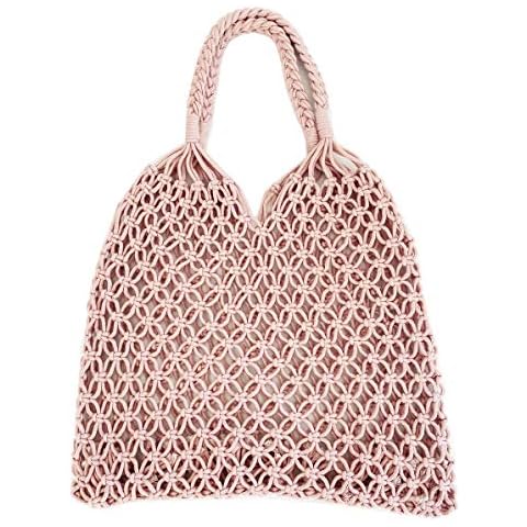 ModParty Braided Beach Bag Boho Tote Macrame Handbag (Pink) Cover